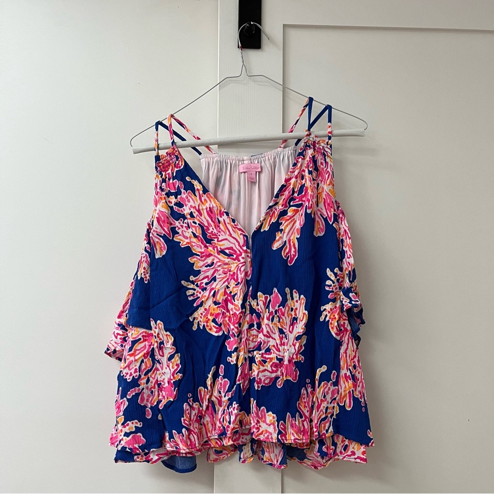 Lilly Pulitzer Bellamie Top in "Brilliant Blue It's Eelectric" Size Small - Picture 4 of 4
